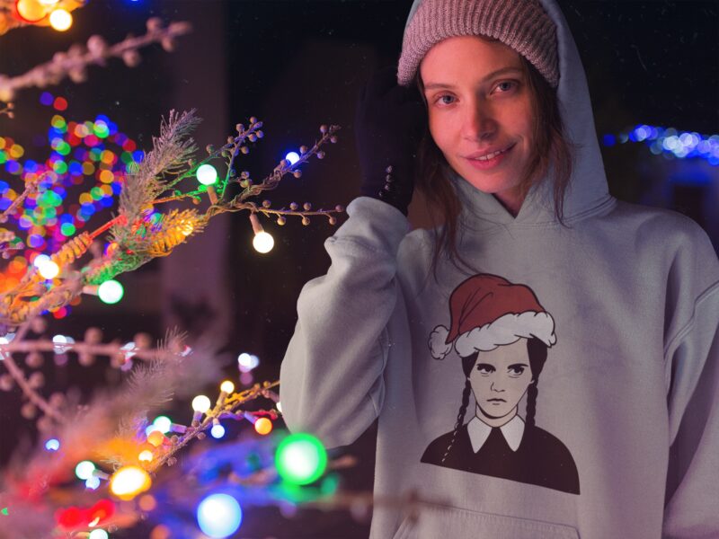 Hoodie Merlina Addams Santa - Image 2